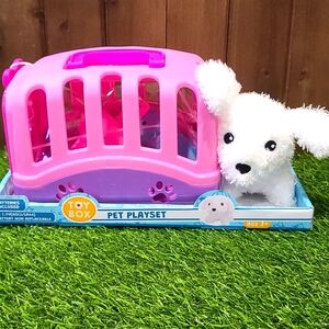 PET Groomer Puppy Playset- barks when hugged, play carrier, dryer & shears NWT